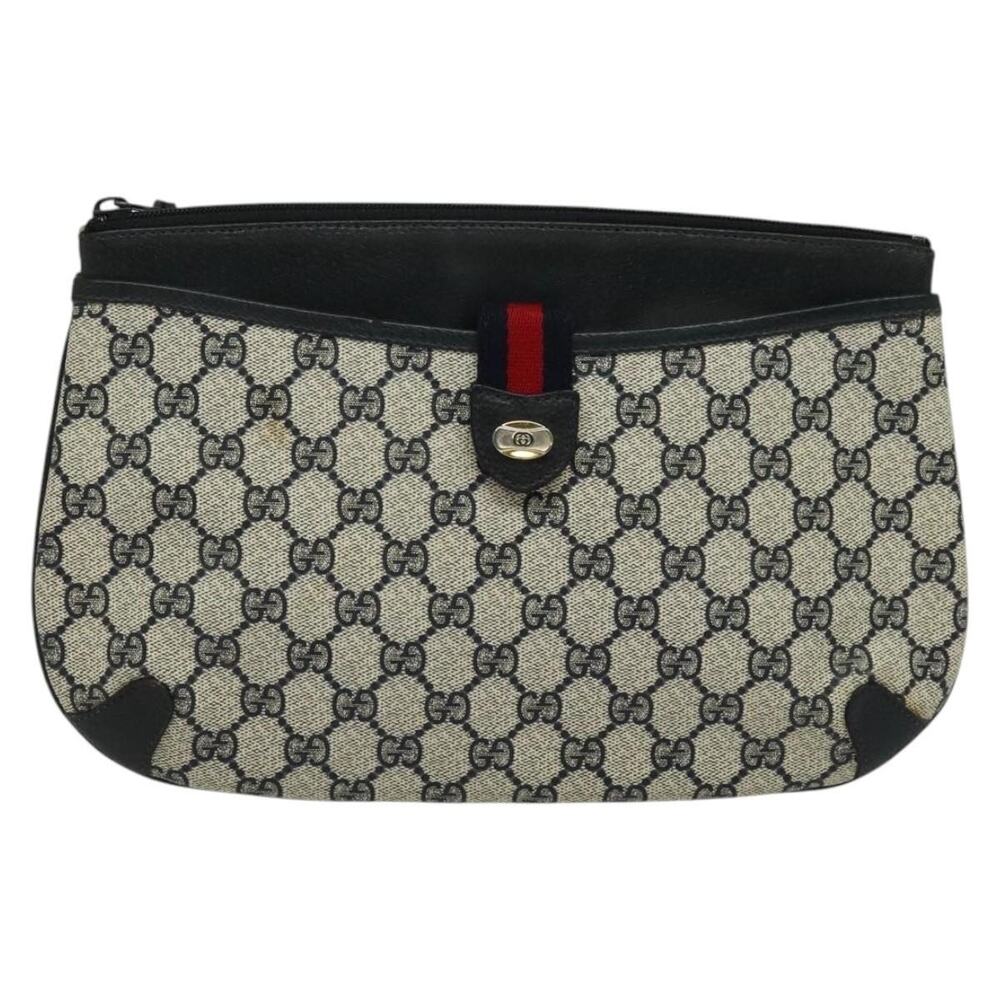 Gucci GG Supreme Web Shoulder Bag Navy Gold 39 02 026 Blue